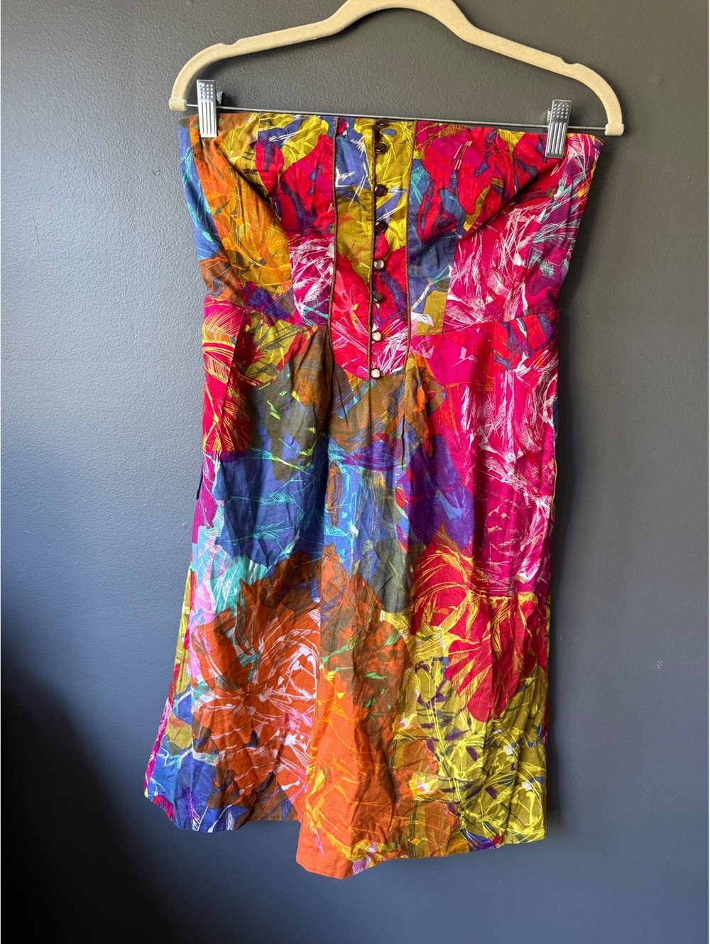 Anthropologie Moulinette Soeurs Strapless Dress Size 6 Vibrant Floral Print